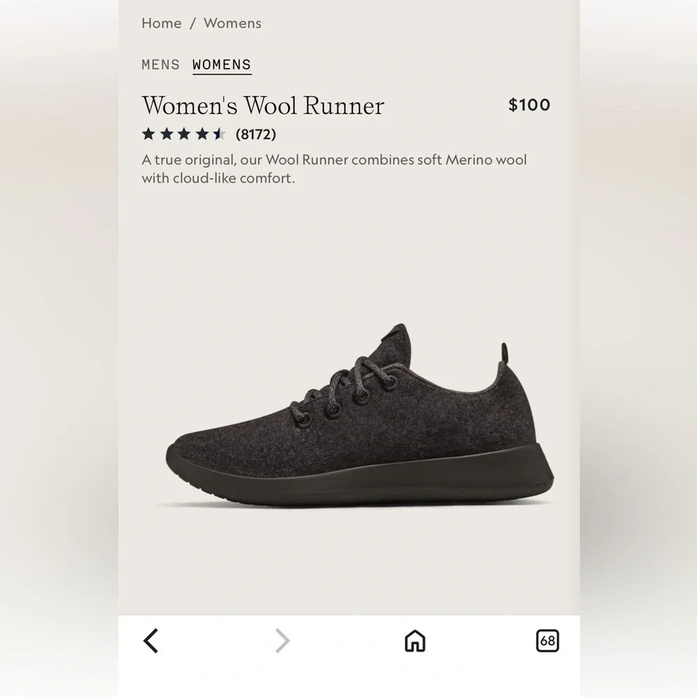 Allbirds Women's Wool Runner - Charcoal W8